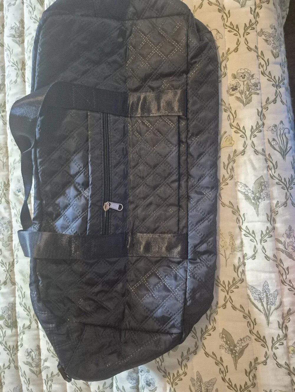 Quilted Black Travel Duffle Bag